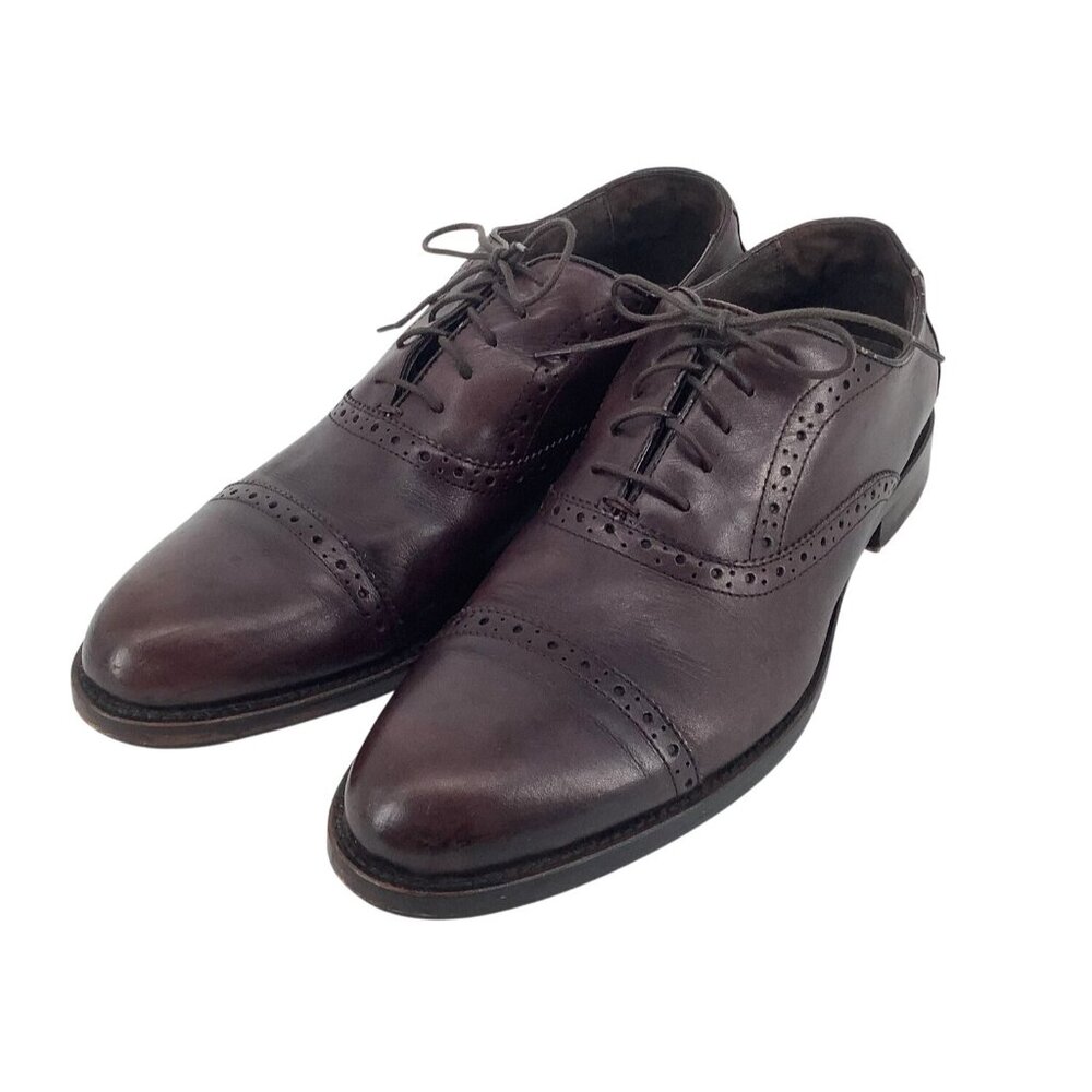 Aston Grey Osaka Shoes Men's 11.5 Burgundy Leather Oxford Cap Toe Brogue Dress